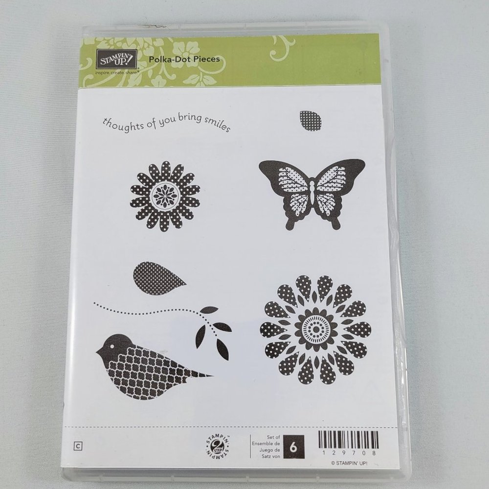 Polka Dot Pieces Rubber Cling Stamps Stampin’ Up Bird Butterfly Flower Crafts